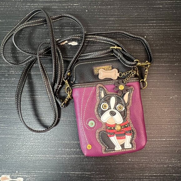 Chala Handbag Boston Terrier Cellphone Crossbody Handbag Purple Charms Colorful - Picture 5 of 8